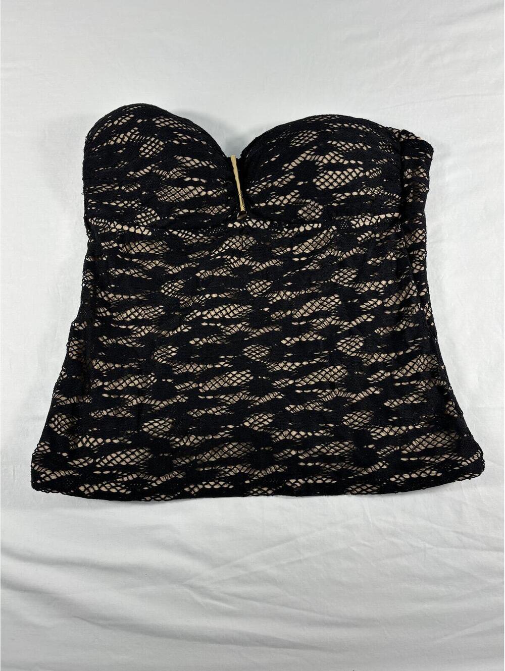 Kenneth Cole Black Lace Bandeau Tankini Top Size Unknown